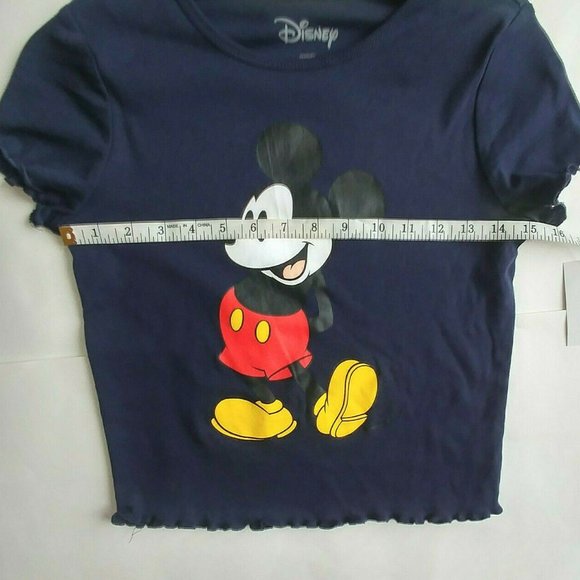 New Mickey Mouse Blue Short Sleeve Crop Top - Picture 4 of 5